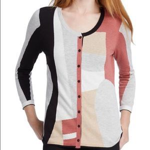 NIC & ZOE Color block Cardigan | Multi Color | 3/4 sleeve | size Small